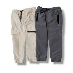 Cat & Jack 2T Boys Jogger Pants - Cream and Gray